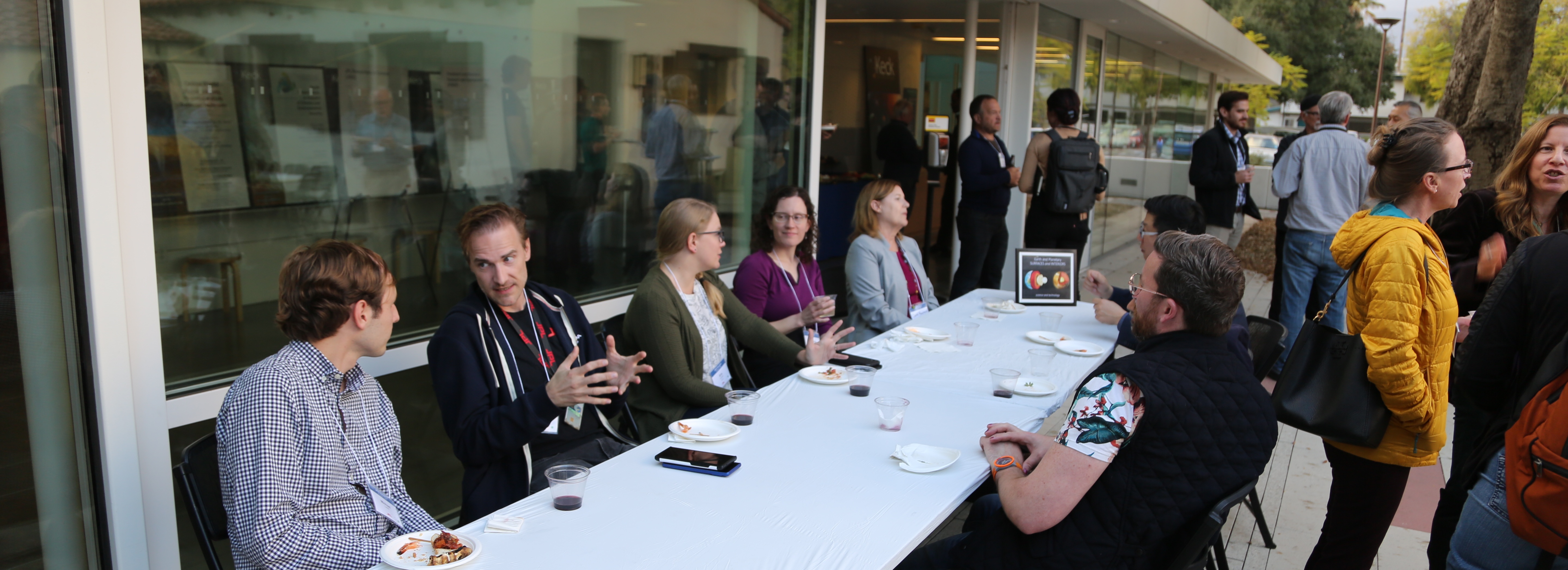 Image of a group gathering for 2022 JPL Researchers on Campus (JROC) Reception